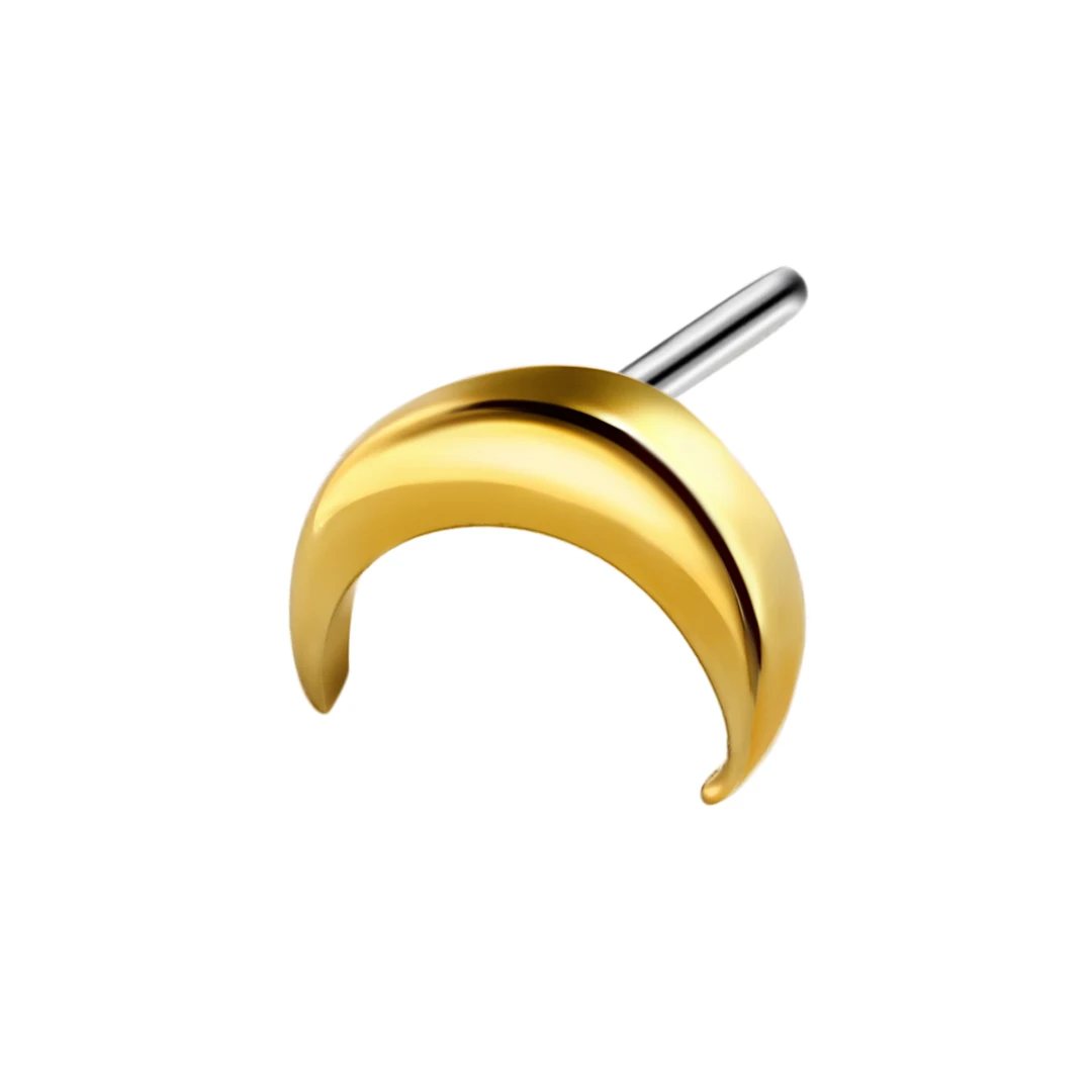 Eternal Metal14K Solid Gold Threadless Push Pin Moon Shape Labret