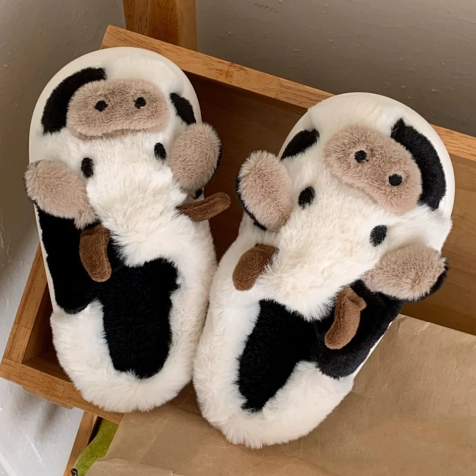 Pantofole Morbide A Forma Di Mucca Per Donna – Kawaii Soffici Con Suola Spessa, Calde Per Inverno Da Interno Ed Esterno - 3