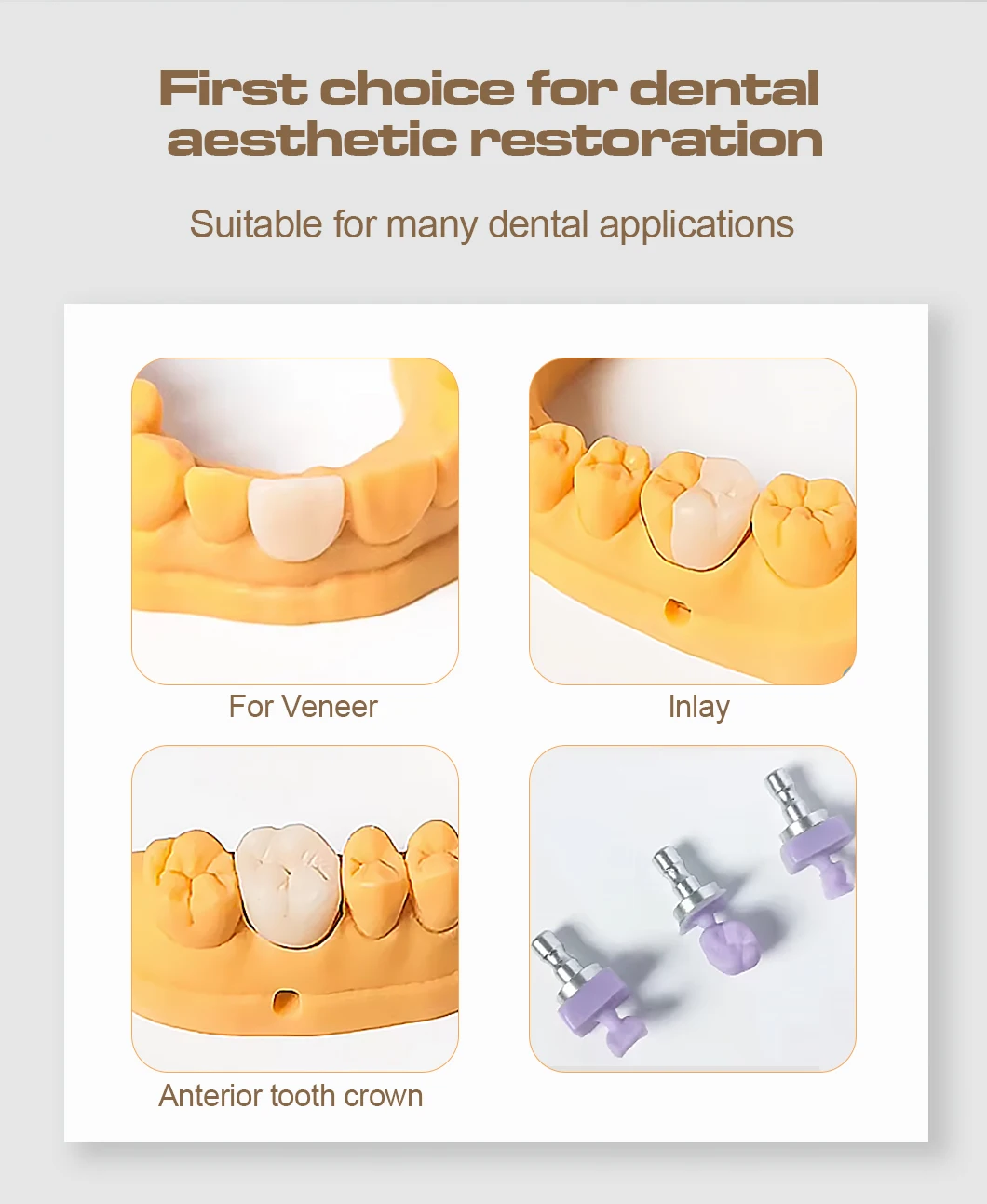 GUSROM Dental Lithiumdisilikat-Glaskeramikblöcke HTC14 für CAD/CAM Sirona Cerec Veneer Crown Dental Lab Material 10 Stück/Box – Detail 4