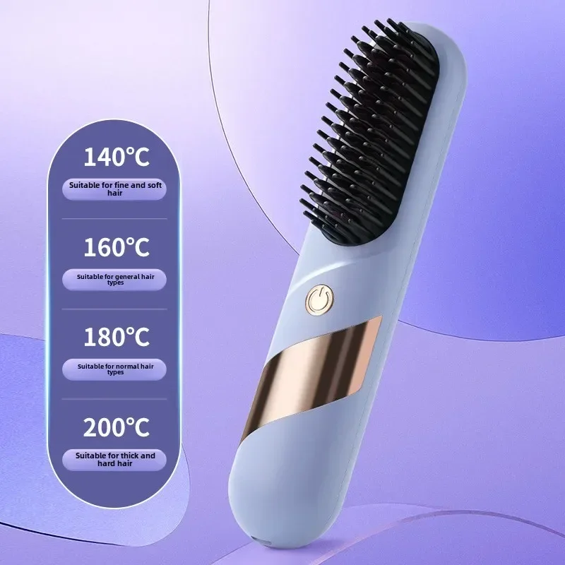2in1 Straight Hair Comb Hair Curler Negative Ion Care Portable Charging Design Comb Roll Straight Dual-use Hot Air Brush