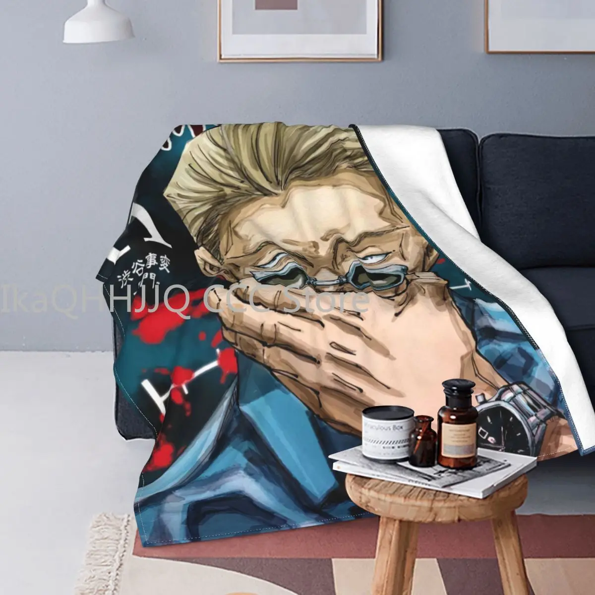 

Jujutsu Kaisen Anime Blanket Soft Spring Autumn Warm Flannel Nanami Kento Throw Blankets for Sofa Travel Bed Quilt