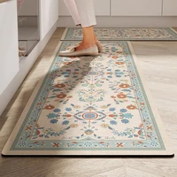 Kitchen Carpet Anti-slip Oil-proof Dirt-resistant Rug PVC Leather Waterproof Floor Mats Long Size Flower Home Decoration Mat 양탄자 1
