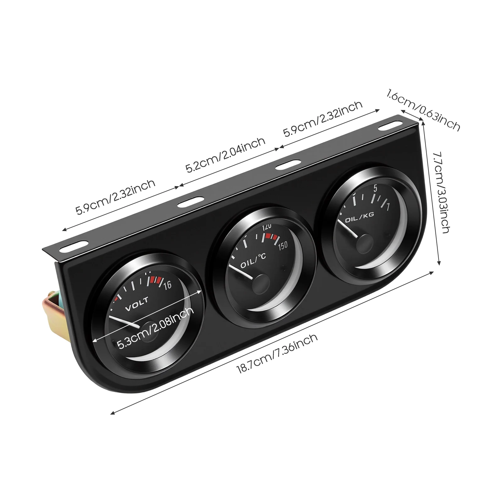 Universelles 8-16V Auto-Messgerät-Set - Öltemperatur-, Druck- und Voltmeter-Anzeige für Fahrzeug-Armaturenbrett-Überwachung – Detail 7