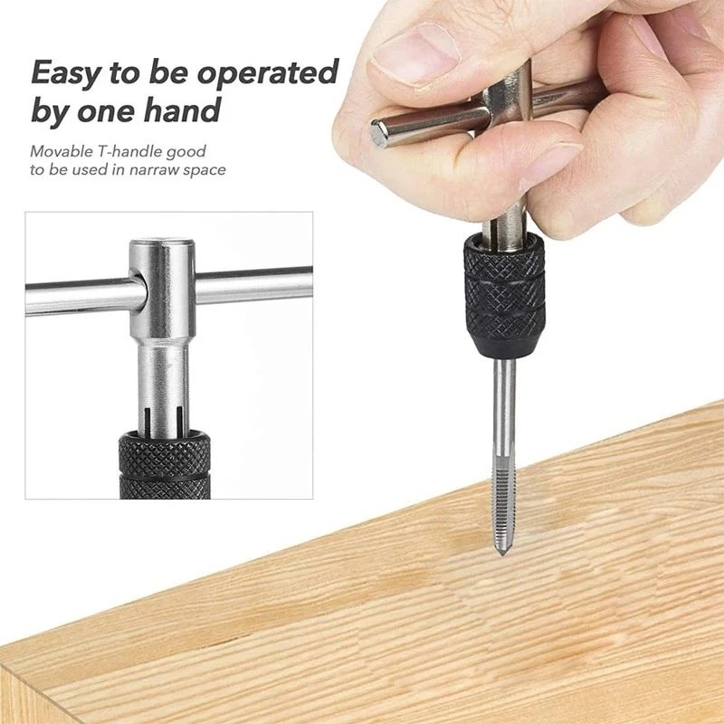 T-handle faucet questions holder pain professional adjustable tools M3 M4 M5 M6 M8 mechanical repair screw thread wood drill