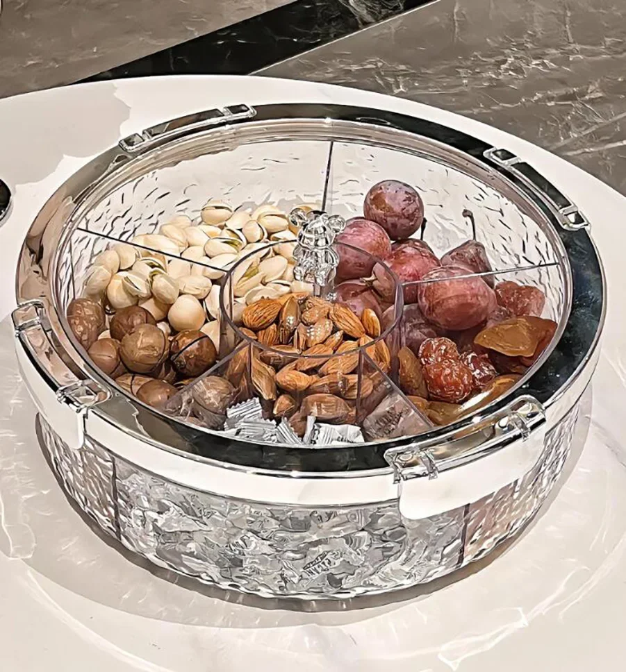 

Dish Fruit Tray Dried Serving Storage Plastic Compartment Appetizer Nut Lid Platter Box Plate Snack Food Snacks Divided