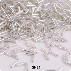 Colorful Glass Straight Tube Beads - 2x4mm10g360pcs (GH21 Silver)