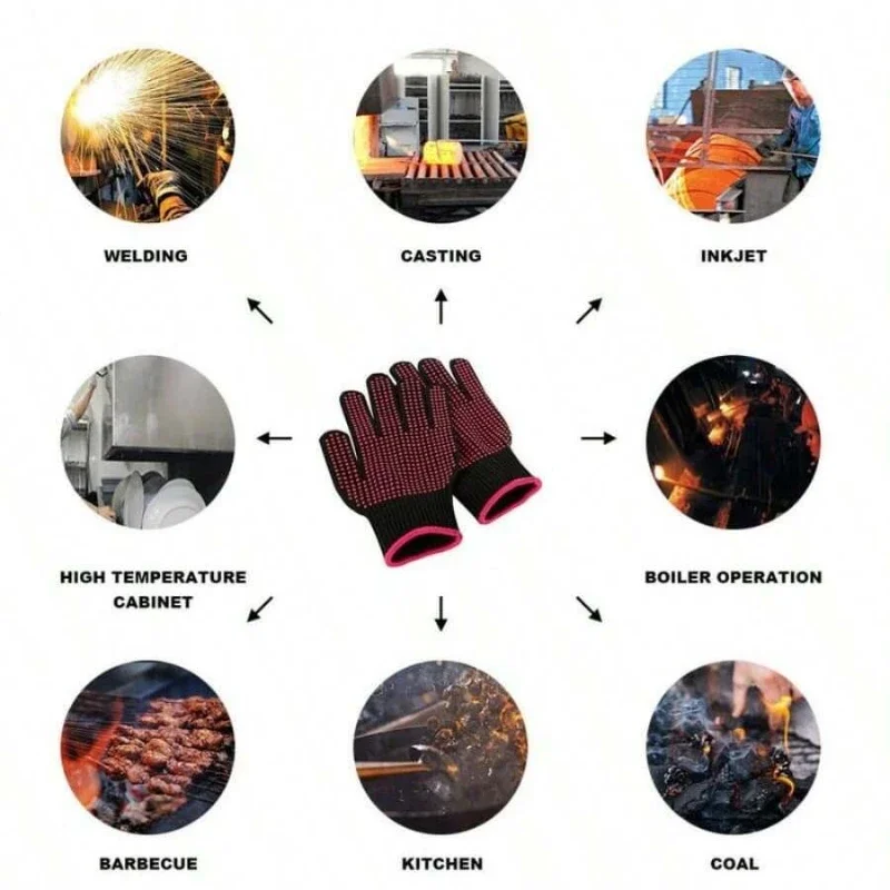 Heat Resistant Non-Slip Silicone BBQ & Oven Gloves