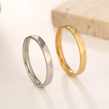 Anello sottile in acciaio inossidabile Donna Uomo Anelli geometrici multisfaccettati alla moda minimalista Coppia gioielli Regalo di nozze