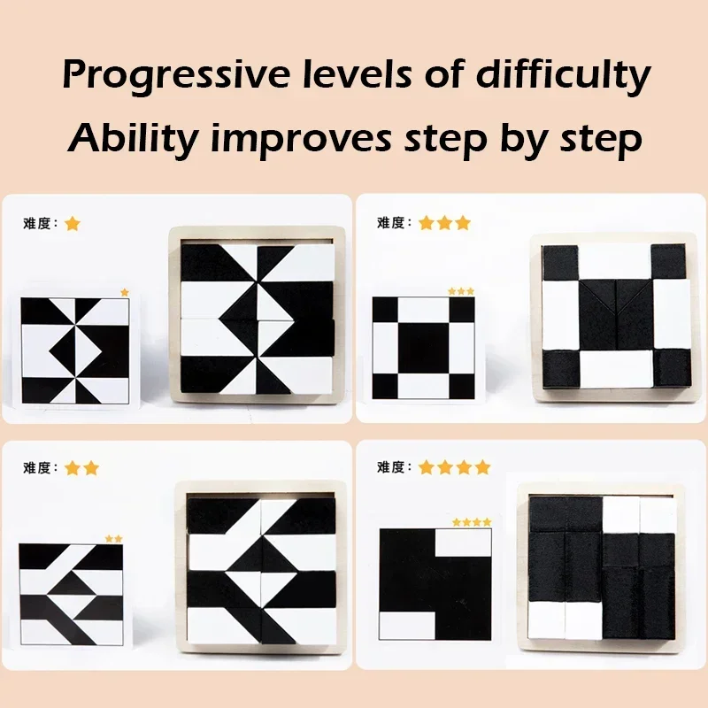 Montessori Geometric Shape Puzzles Building Blocks Wooden 3D Jigsaw Puzzle Kids Educational Logical Thinking Training Game Gifts 3