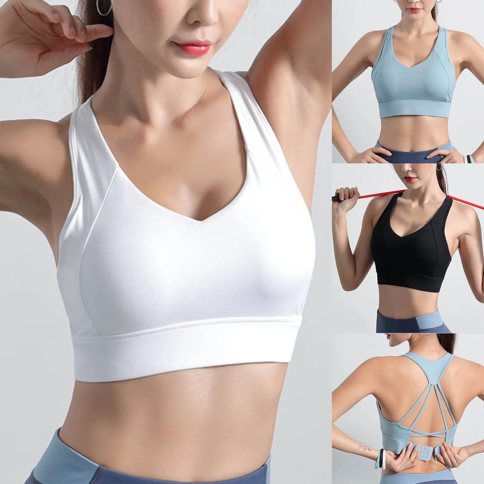 

Shockproof Gathering Sports Bra Women's Yoga Suit Adjustable Breasted Fitness Bra Vest Bra Sports Top for Women