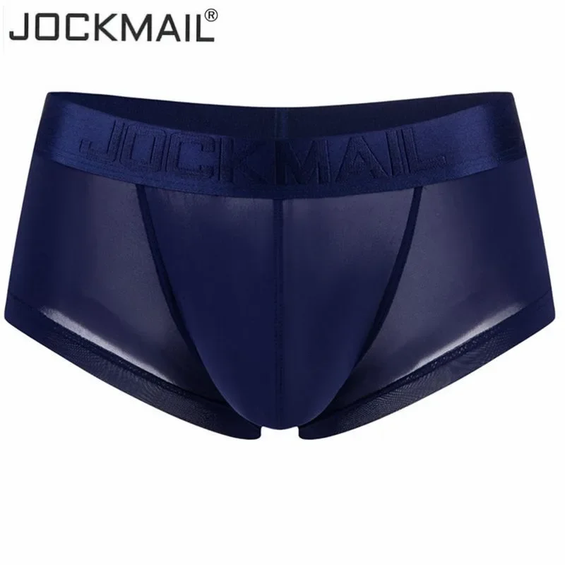 

JOCKMAIL Ice Silk Soft Sexy Underwear Men Boxers Solid Convex Mens Underpants Short Panties Slip Homme Cueca Gay Ropa Hombre