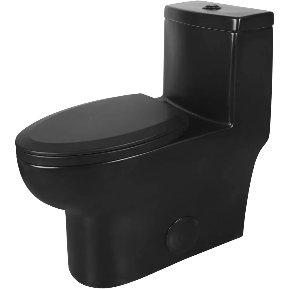 Elongated One Piece Toilet, Dual Flush 1.1/1.6 GPF Toilets with Comfortable Seat Height, Modern Standard Toilet