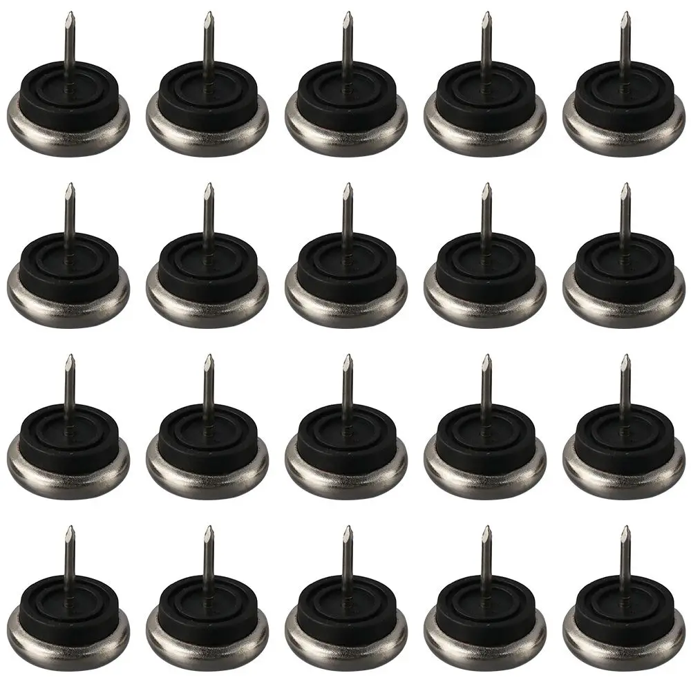 

20pcs Round Furniture Nails Thickened Screw-On Silver Floor Protectors Iron Chair Leg Protectors for Sliding on Surface Floors