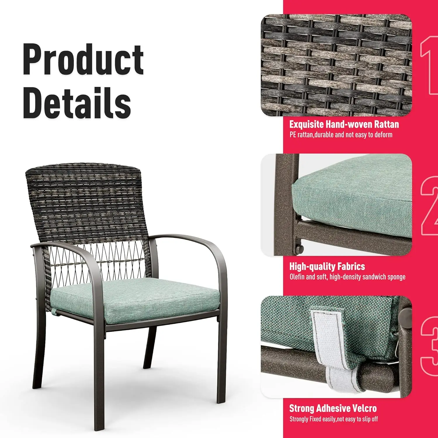 5 Piece Patio Dining Set, Green, Weather Resistant PE Rattan Table and Chairs, Comfortable Cushions, Easy Maintenance 5