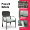 5 Piece Patio Dining Set, Green, Weather Resistant PE Rattan Table and Chairs, Comfortable Cushions, Easy Maintenance 5