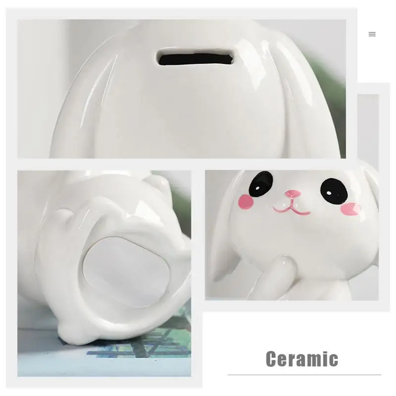 Rabbit Shape Piggy Bank Child Cartoon Saving Bank Rabbit Saving Jar Rabbit Saving Jar Rabbit piggy bank Desktop Rabbit Ornament 5