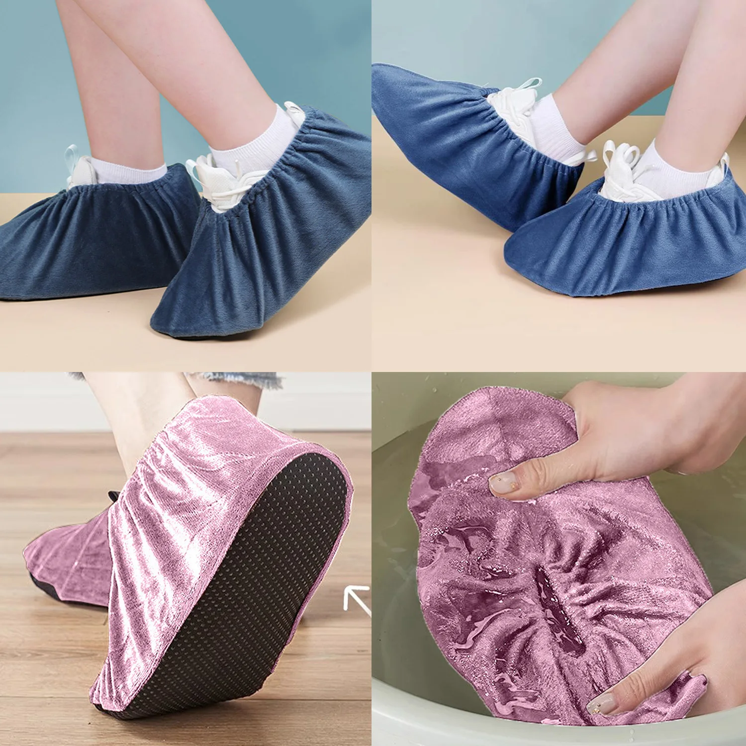 1 Pair Flannel Shoes Covers Indoor Reusable Unisex Non-Slip Elastic Shoes Protector Household Dust Proof Keep Floor Cleaning