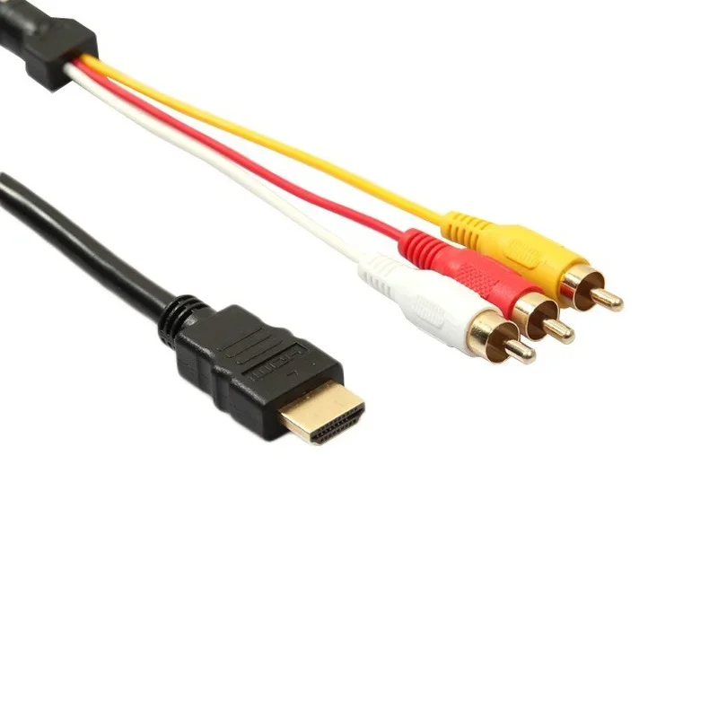 Black HDMI-compatible Male To RCA Audio Video Component AV