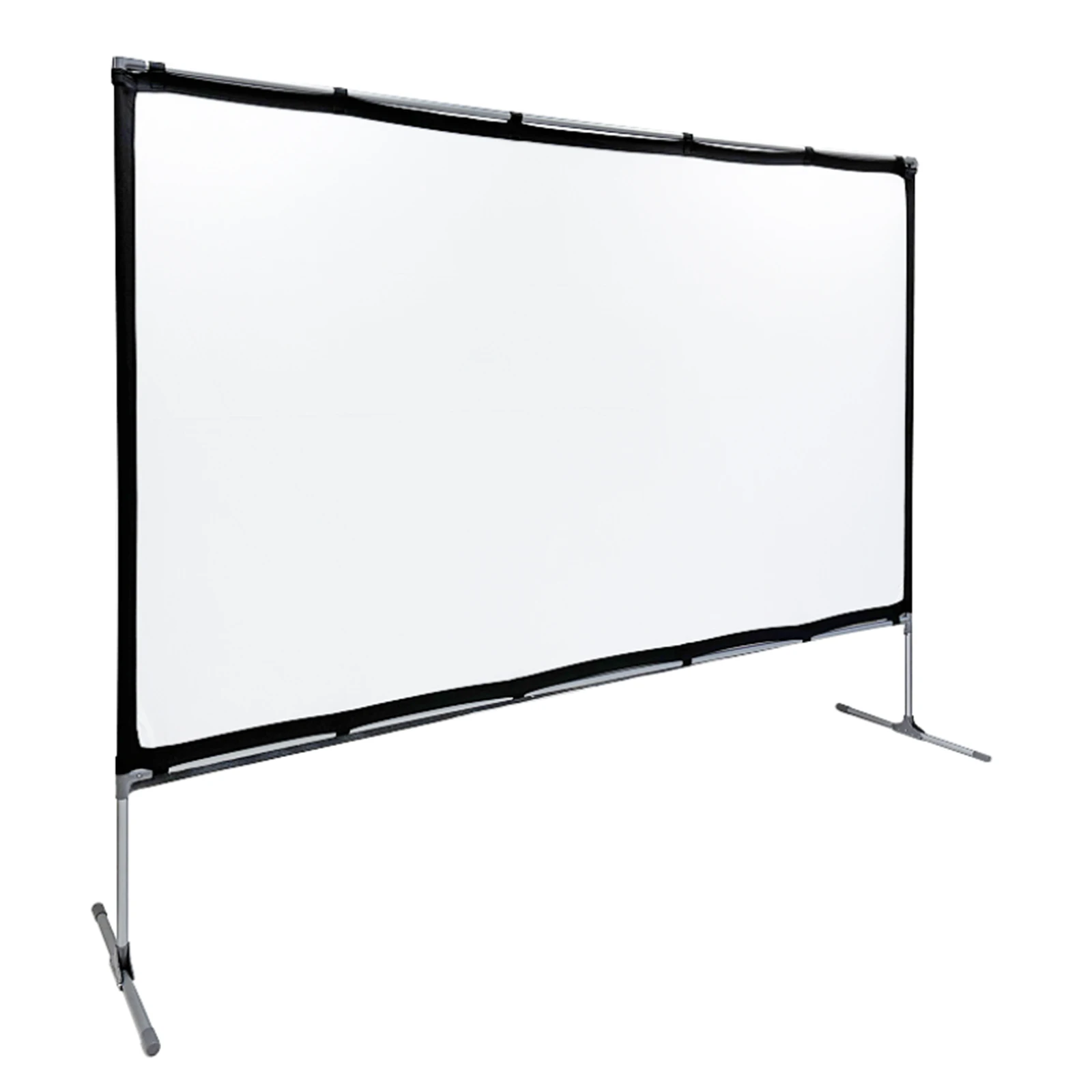 VEVSHAO Projector Screen White 100 Inch, Wrinkle Free 160° Viewing Angle Double Sided Screen with Stand for Home Theater and Outdoor Use