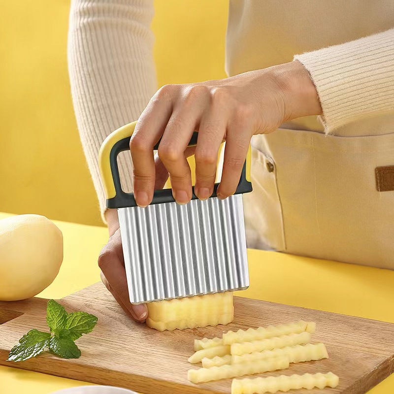 Late-Model Potato Chip Slicer Cutter Vegetable Fruit Corrugated Wavy Knife French Fries Potato Cutter Kitchen Gadget Accessories