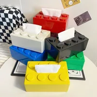 Creative Building Blocks with Spring Tissue Box Wall-mounted Perforation-free Paper Holder Bathroom Face Towel Box Organizer 1