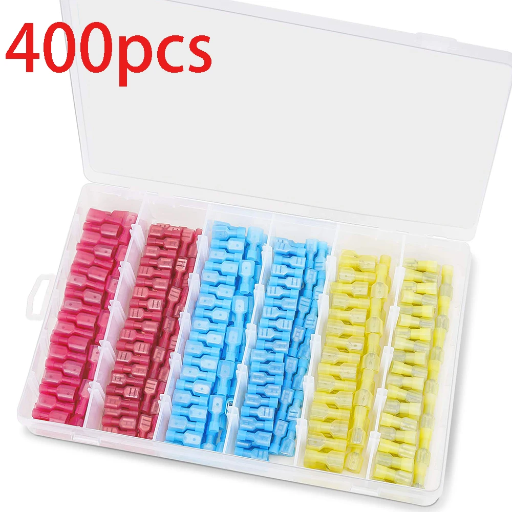 Davitu 100 Piezas Macho Y Hembra Pala Conector Amarillo Aislado Cable Eléctrico Crimp Terminal