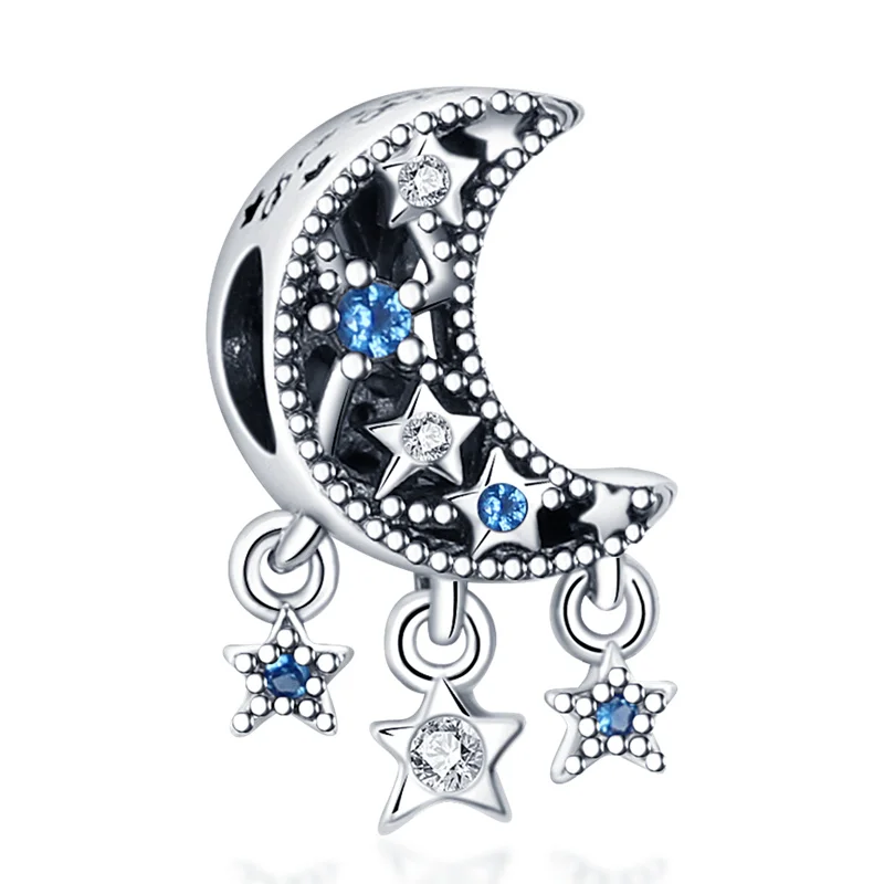 Charms Plata De Ley 925 Passport Pendant Blue Owl Animals Moon Star Bead Fit Pandora's Original Bracelet DIY Jewelry Making Gift