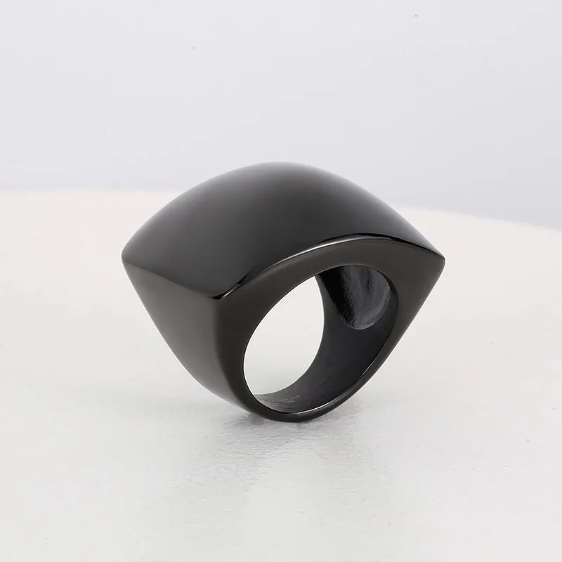 Elegant Multi-Tone Stainless Steel Wide Band Ring for Women - Glossy Geometric Jewelry Gift