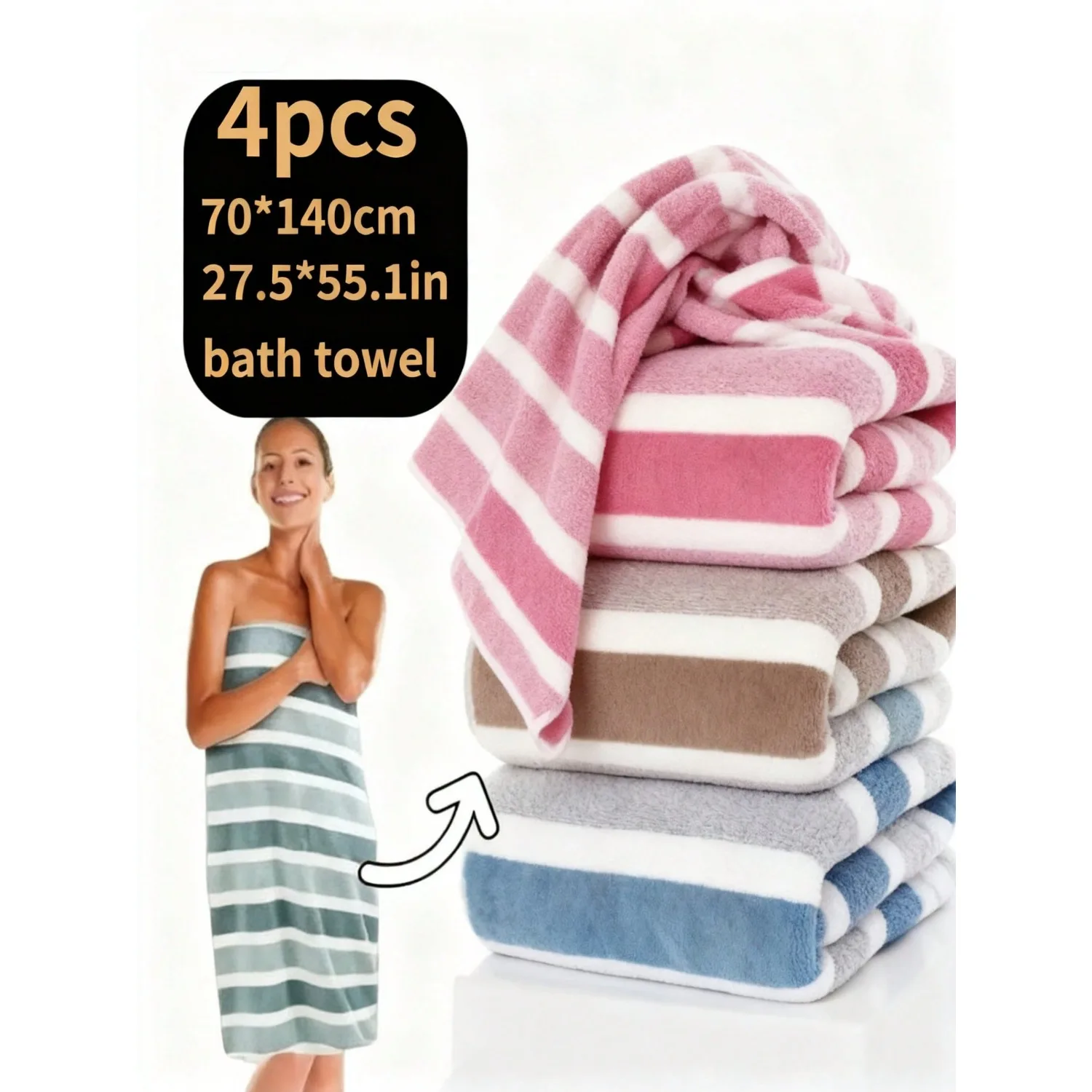 2-Piece Coral Fleece Bath Towel Set 3