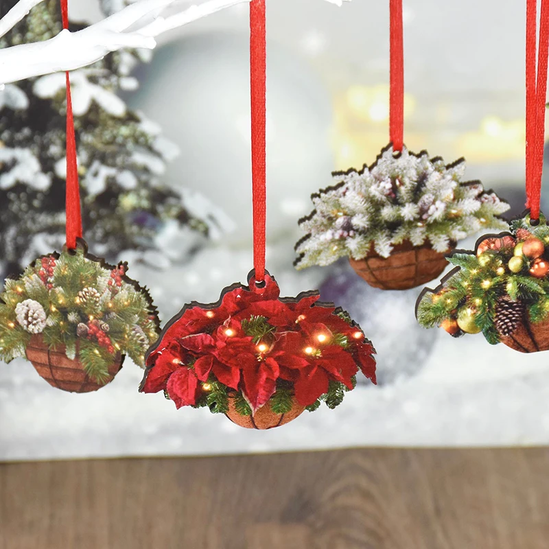 

Christmas Decor Hanging Basket Artificial Wreath Garland Merry Christmas Hanging Basket Pendant Ornaments Gift Xmas Party Decor