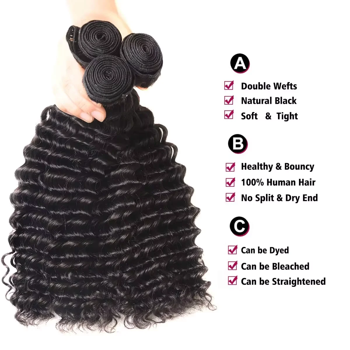 Deep Wave Bundles 100% Human Hair 28 30 inch Virgin Hair Curly 3 4 Bundles Brazilian Weave Human Extension Weave