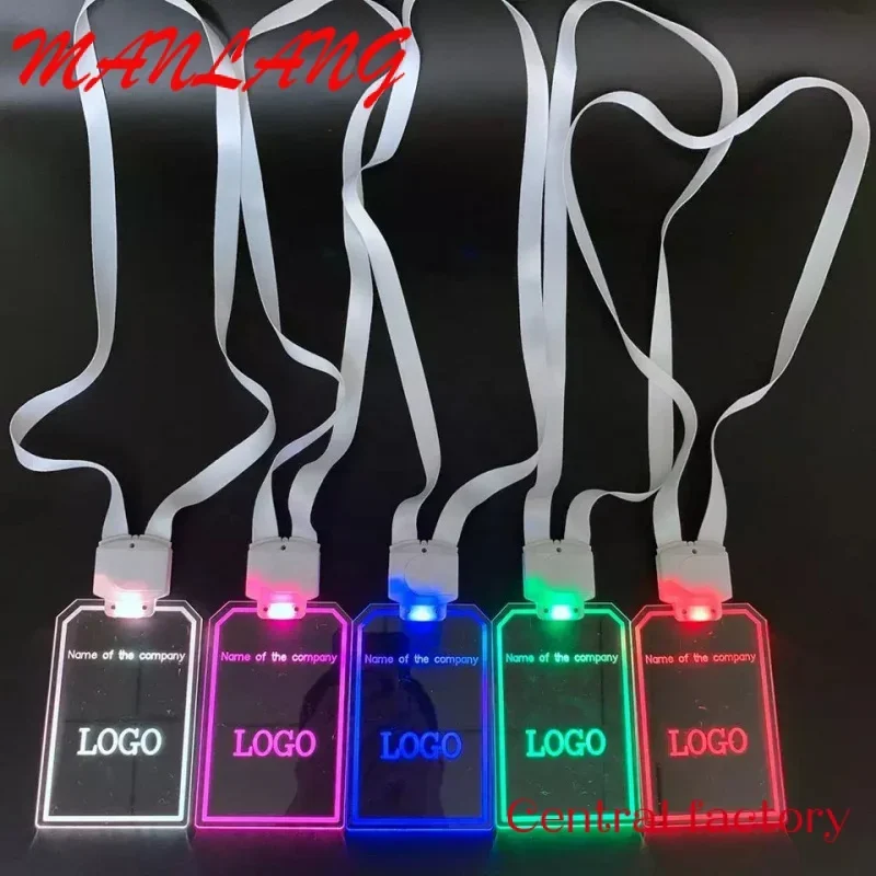 

Custom new hot selling customized shape laser logo card backstage passing led acrylic lanyard