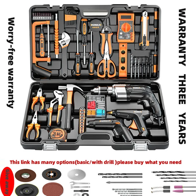 ensemble d'outils Ensemble d'outils complet professionnel boîte à outils  maison Kit d'outils à main voiture métal électricien réparations Kit d' outils de travail clé marteau ensemble d'outils ( Color : :  Bricolage