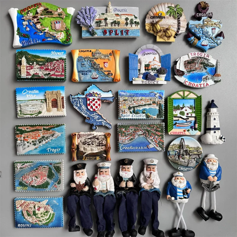 Croacia Fridge Magnet Tourist Souvenir Mediterranean Split Trogir Hvar Trogir Magnetic Refrigerator Stickers Croatia Map