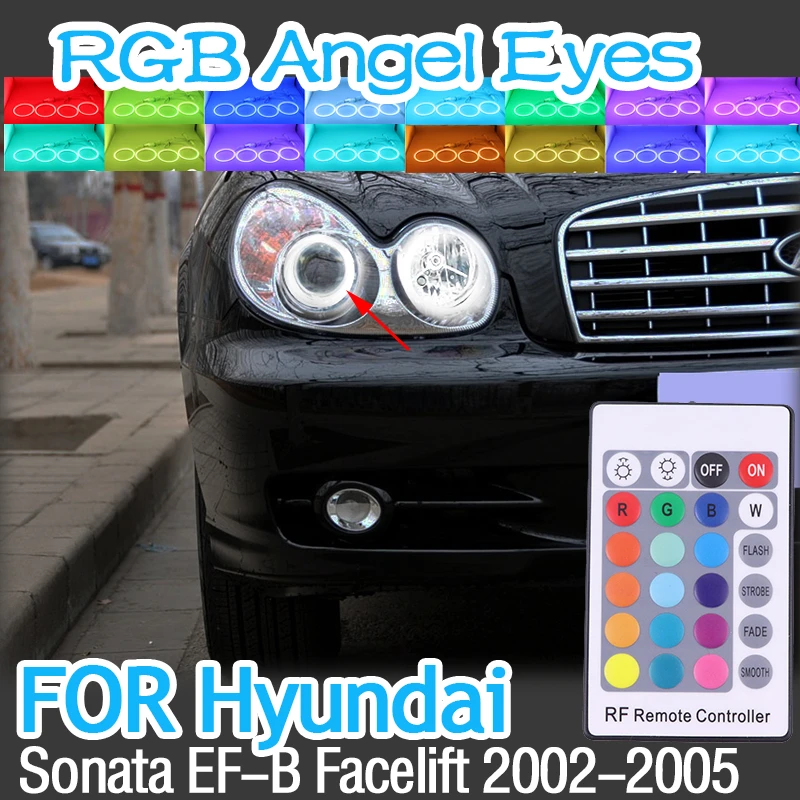 

RGB multi-color RF Remote Control Halo Rings DRL LED Angel Eyes Kit For Hyundai Sonata EF-B Facelift 2002-2005 Accessories