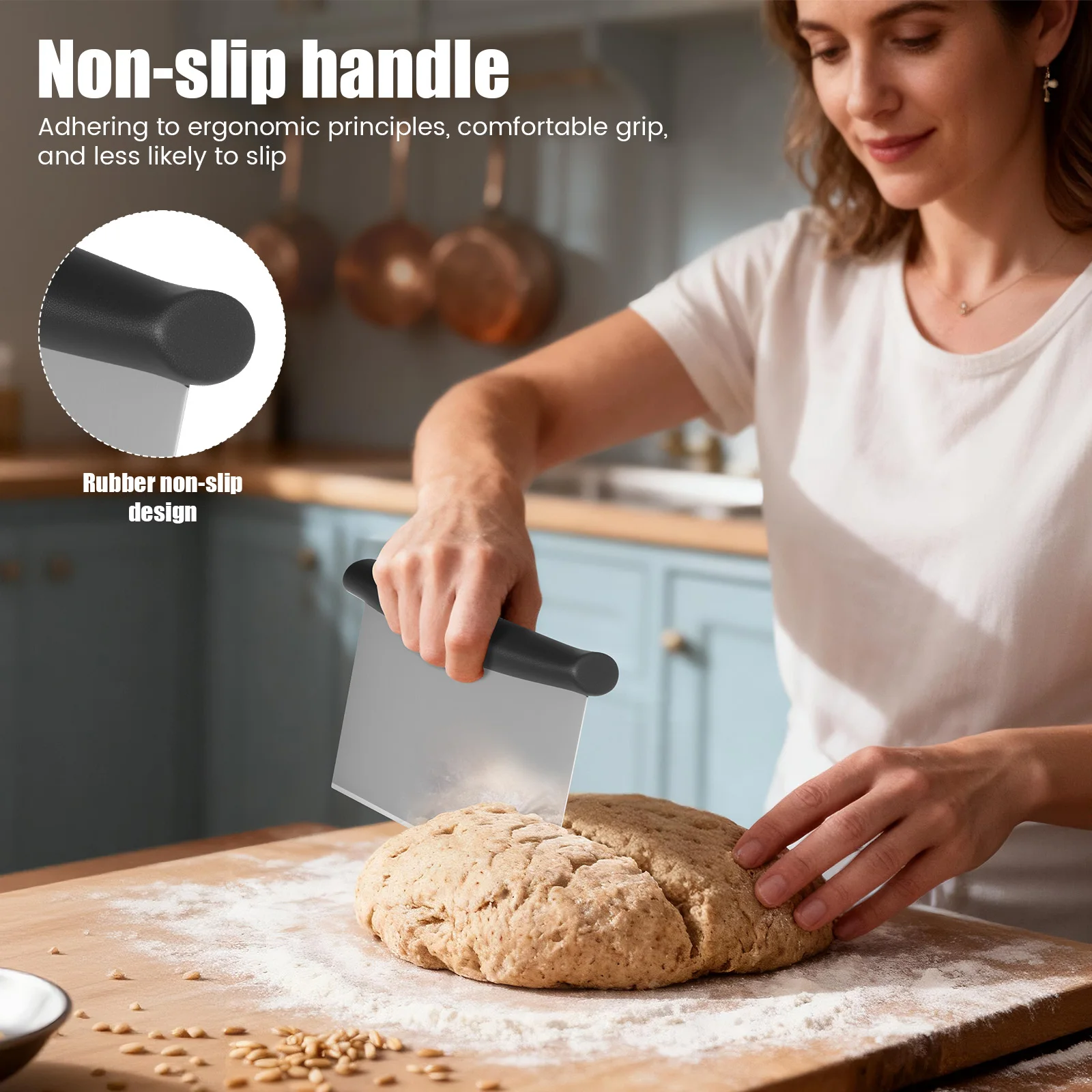 1 Set Circle Biscuit Cutter Set Stainless Steel Flour Sifter Dough Blender and Cookies Cutter Mold Kits with Handle for Biscuits