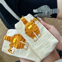 Adorable 3D Cat Design Cozy Mid - Calf Socks - Warm, Funny, and Perfect - One size (White A)