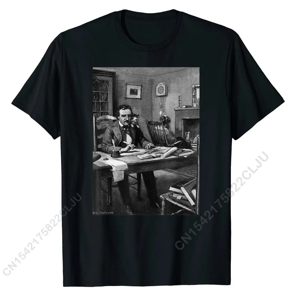 

Poe Черный кот-винтажный Кот влюбленный Эдгар Аллан семейные летние топы рубашки облегающая Хлопковая мужская футболка