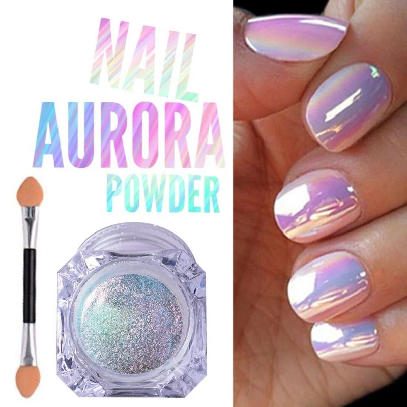 Aurora Nail Powder Effetto Specchio Chrome Nail Art Mermaid Rainbow