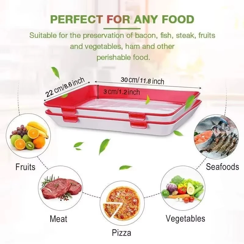 New Food Preservation Tray Reusable Stacking Food Storage Trays With Seal Buckles for Storing Meal Fruits Vegetables Meat