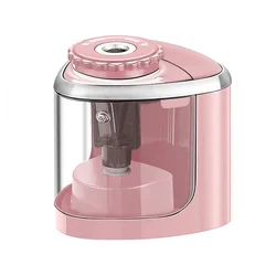 Portable Electric and Manual Pencil Sharpener (Pink)