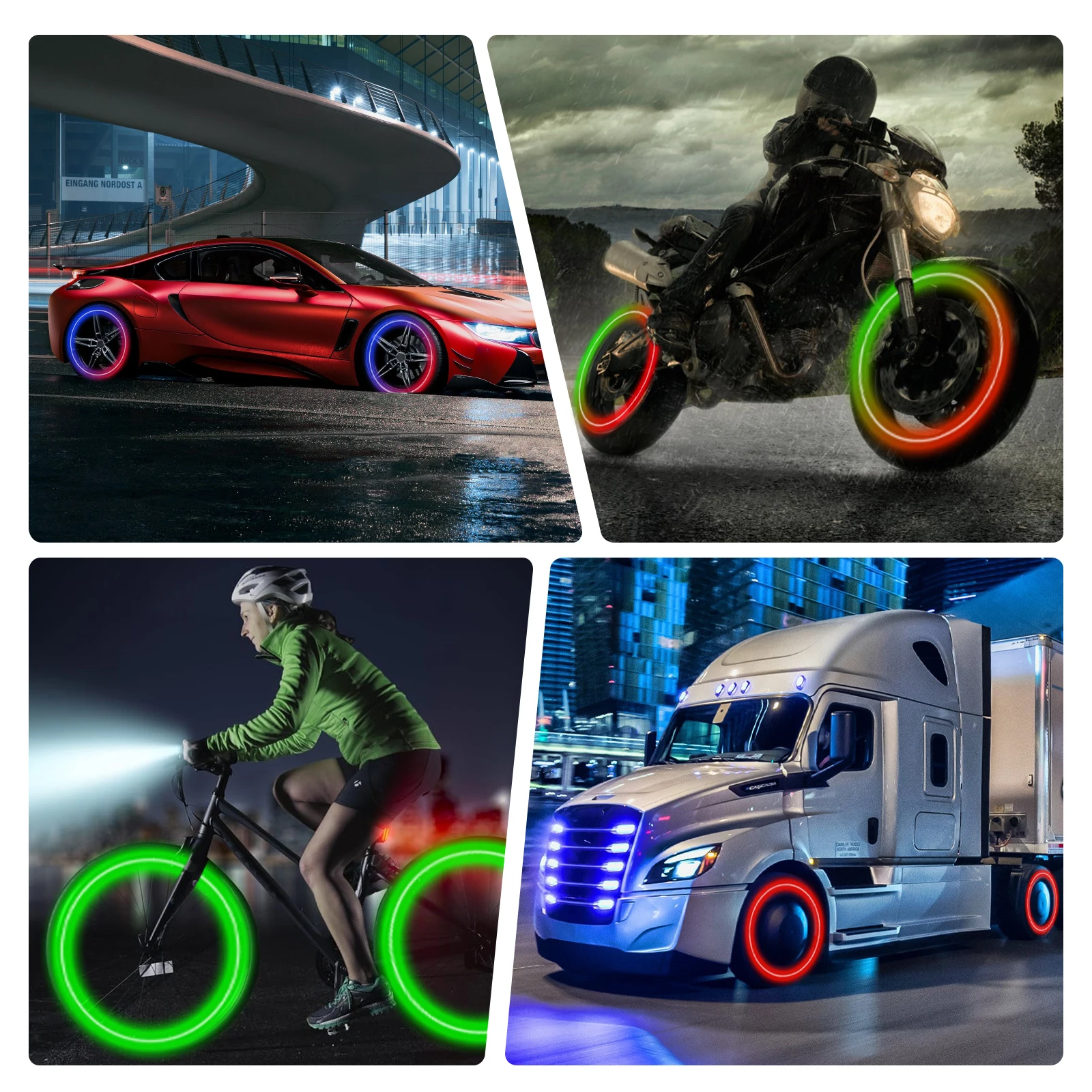 야광 타이어 밸브 캡 허브 LED 장식 조명, 모션 센서 스마트 켜기 및 끄기, 방수 발광 캡, 6 가지 조명 모드, 4  개-Freehip.co.kr
