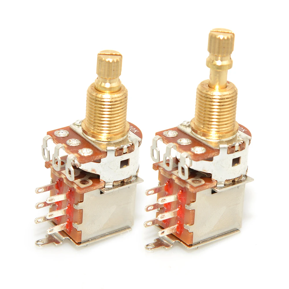 1 stücke Gitarre Push-Pull Potentiometer Messing Lange Split Welle 18mm A250K B250K A500K B500K Control Pot Gitarre schalter Gitarre Teile
