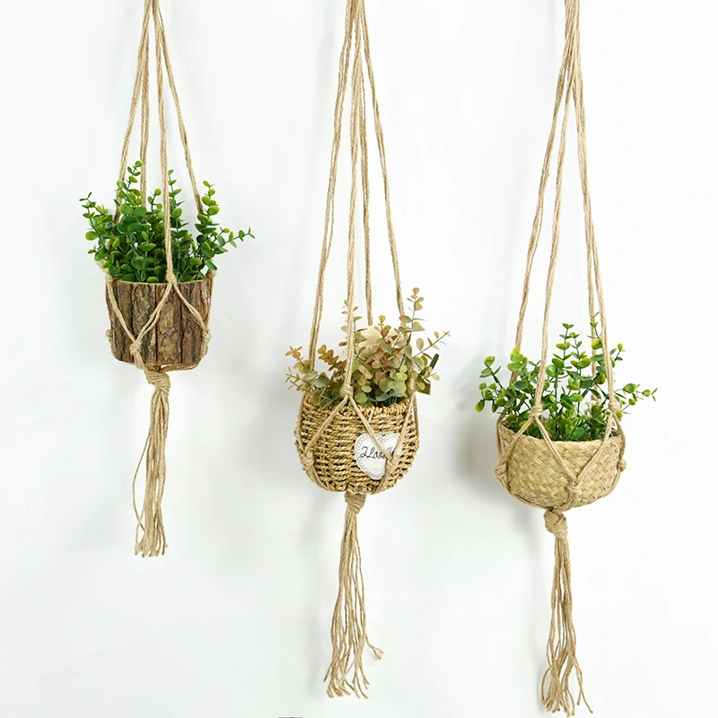 

Plant Hanging Basket Cotton Rope Hanger Handmade Macrame Flower Pot Planter Wall Hanging Gardening Courtyard Home Garden Decor