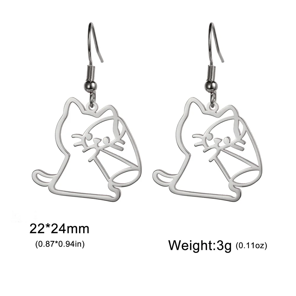Cute Cat and Dog Dangle Earrings for Girls Stainless Steel Lovely Kitten Animal Drop Earring Fashion Jewelry - PeticaDeals