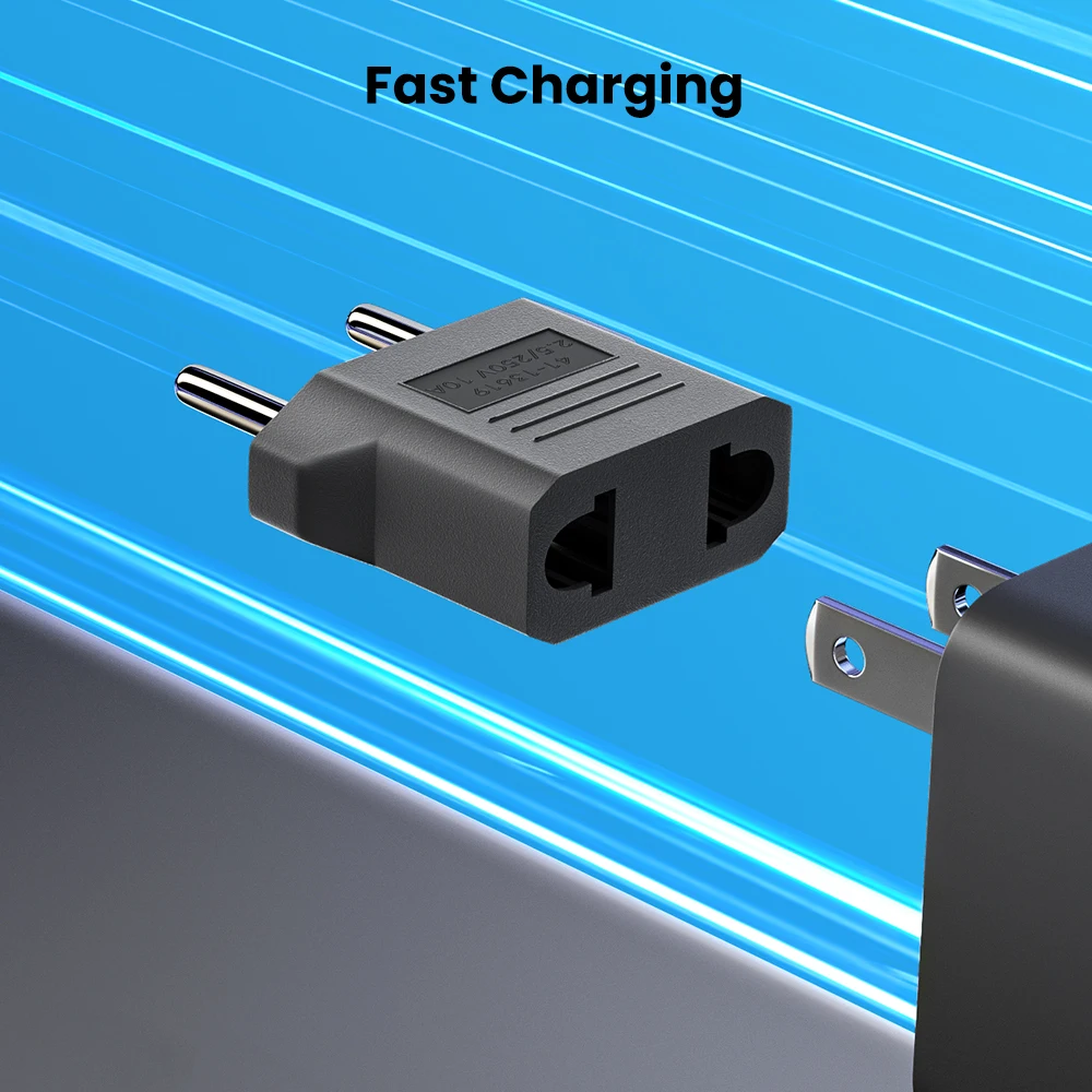 Portable Universal US to EU Plug Adapter for Fast Charging and Power Connectivity