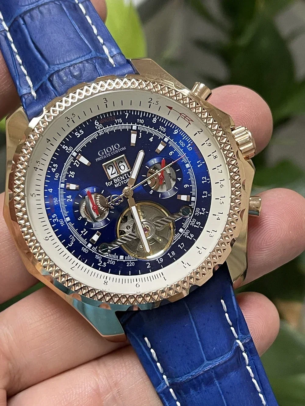 

Роскошные Новые Мужские автоматические механические часы из нержавеющей стали черные синие коричневые кожаные часы Tourbillion