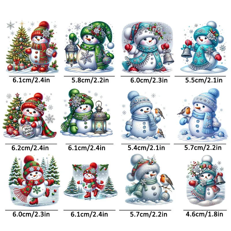 Christmas Winter Snowman UV DTF Cup Wrap Transfer Sticker Glass Coffee Mugs Decoration Xmas Greeting Cards Ornament Decal 12pcs dtf transfer sticker