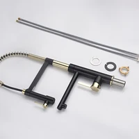 ก๊อกน้ำทองเหลืองแบบติดตั้งบนเคาน์เตอร์ทรงสูง ดีไซน์คลาสสิกสไตล์วินเทจ พร้อมหัวฉีดแบบดึงลง สำหรับอ่างล้างจานแบบ 1 รู 6