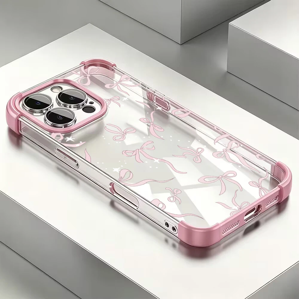 Elegant Clear Case with Pretty Bow Design - Luxury Protective Casing